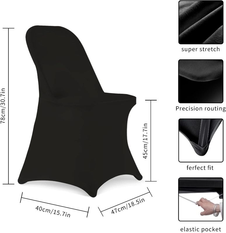 Photo 1 of 2PACK, Stretch Spandex Folding Chair Covers 2PCS Universal Fitted Chair Cover,  Decoration Elastic Chair Cover(Black 2pcs) 