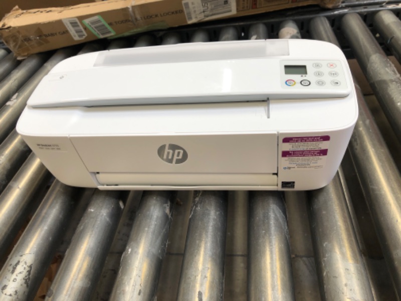 Photo 2 of HP DeskJet 3755 Compact All-in-One Wireless Printer, HP Instant Ink, Works with Alexa - Stone Accent (J9V91A) Stone HP DeskJet 3755