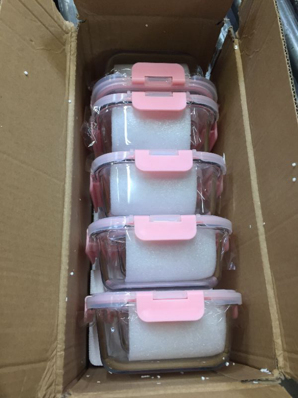 Photo 2 of [10 Pack] Glass Meal Prep Containers, Food Storage Containers with Lids Airtight, Glass Lunch Boxes, Microwave, Oven, Freezer and Dishwasher Safe Pink