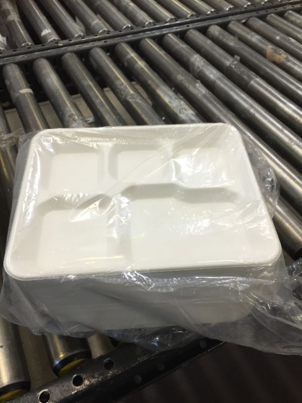 Photo 2 of 125 Compartment Trays, 100% Compostable Paper Plate tray, School Bagasse Lunch trays, Buffet, and Party, Disposable trays with 5 compartment, Biodegradable