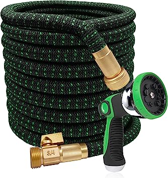 Photo 1 of 100ft Expandable Garden Hose Flexible Garden Hose with 9 Function Nozzle Lightweight Extra Strength Fabric and 4-Layer Latex Core, 3/4" Solid Brass Fittings, No-Kink, Collapsible Retractable Hoses
USED