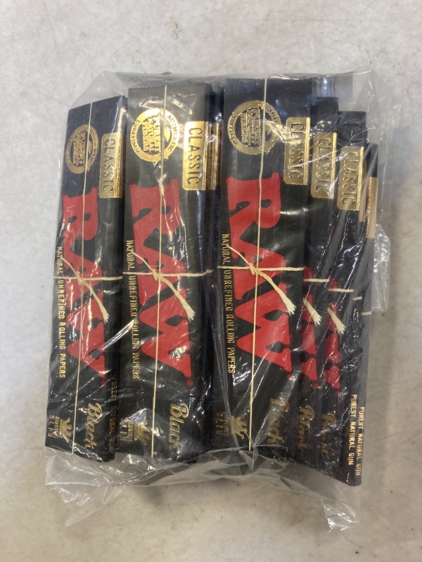 Photo 2 of RAW Classic Black King Size Slim Natural Unrefined Ultra Thin 110mm Rolling Papers (25 Packs)