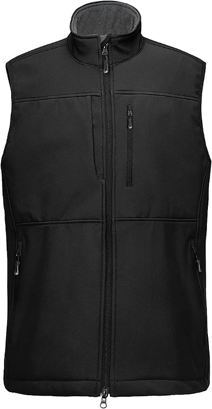 Photo 1 of 33,000ft Men's Lightweight Softshell Vest Outerwear Zip Up Fleece Lined Windproof Sleeveless Jacket for Golf Running Hiking
