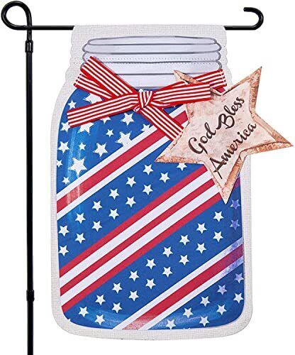 Photo 1 of 4th of July Garden Flag, YEAHOME God Bless America Applique Flag with 3D Sta