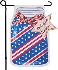 Photo 1 of 4th of July Garden Flag, YEAHOME God Bless America Applique Flag with 3D Star