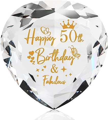 Photo 1 of 50th Birthday Gifts for Women Men, Crystal Diamond for 50th Birthday Decorations, 50 Year Old Birthday Gifts ideas for Men Women Husband Wife Mom Dad Parents Friend
