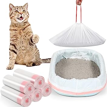 Photo 1 of 50 Count Cat Litter Box Liners Extra Large Cat Liners Cat Litter Box Liners 36 x 18 Inch Cat Litter Liners Drawstring Cat Litter Bags Liners Cat Litter Pan Liner Cat Waste Litter Bags for Pets Cats
