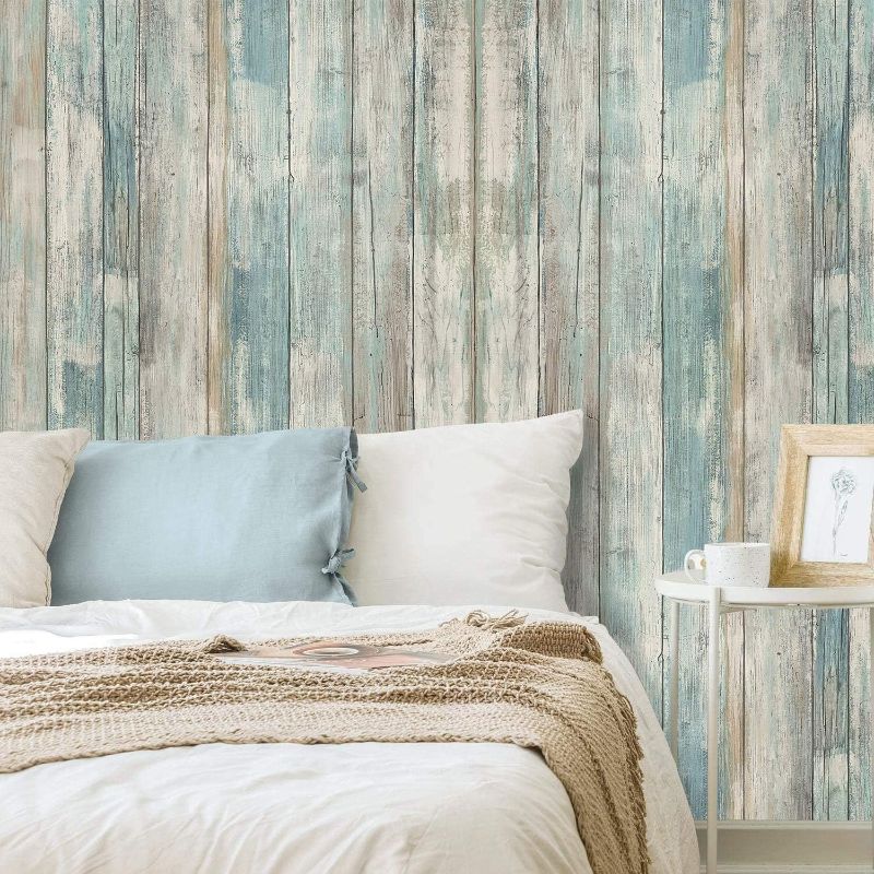 Photo 1 of 17.71" X 236.2" Removable Wood Wallpaper Self-Adhesive Peel and Stick Countertops Distressed Wooded Wall Paper Decorative and Transform Vinyl Film Decal Roll
