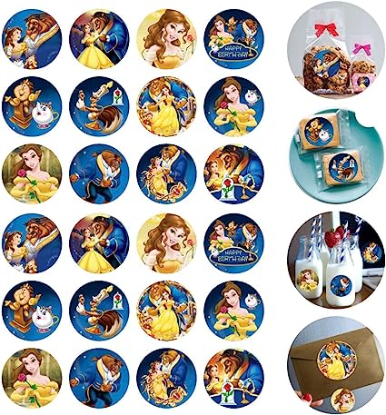 Photo 1 of 120pcs Beauty and The Beast Stickers, Princess Belle Party Favors Supplies for Beauty and The Beast Birthday Decorations
