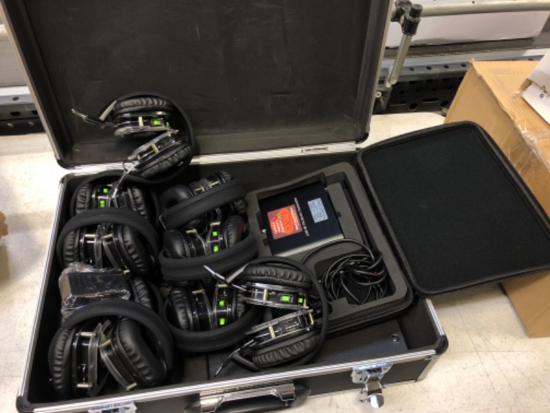Photo 1 of Silent Sound System Starter Package for House Party, Garden Event, Backyard Family Home Movies (9 Headphones + 1 Transmitter)