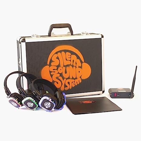 Photo 1 of Silent Sound System Starter Package for House Party, Garden Event, Backyard Family Home Movies (9 Headphones + 1 Transmitter)