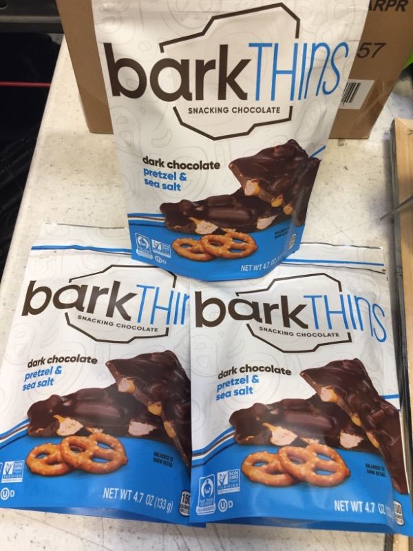 Photo 2 of 3 Count BarkTHINS Snacking Dark Chocolate (4.7 oz) (Pretzel with Sea Salt) 06/2023
