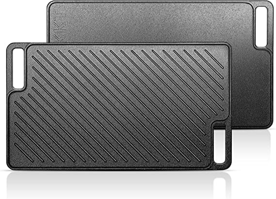 Photo 1 of 1-Piece 16.50 Inch Cast Iron Griddle Plate | Reversible Pre-Seasoned Cast Iron Grill Pan for Gas Stovetop | Double Sided Used on Open Fire & in Oven | Pre-Coated With Oil
