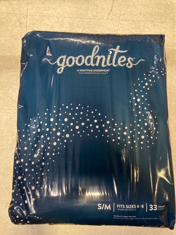 Photo 2 of Goodnites Girls' Nighttime Bedwetting Underwear, Size S/M (43-68 lbs), 33 Ct Small/Medium