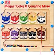 Photo 1 of GAMENOTE Magnetic Color and Number Maze - Wooden Magnet Board Puzzles Toddler Activities Counting Matching Games Montessori Fine Motor Skills Toys