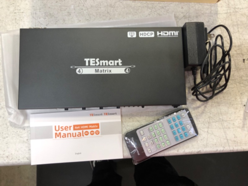 Photo 2 of TESmart 4x4 Multi-viewer HDMI Matrix 4K Video Switcher 4K@30hz, HDCP, EDID, 4 in 4 Out Updated 4x4 HDMI Matrix Switcher Control by IR Remote, RS232 4X4 A60-Quad Multi-Viewer