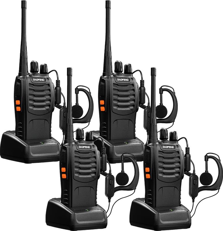 Photo 1 of Baofeng Walkie Talkies Rechargeable Transceiver Long Range Two-Way Radios with Earphone 4 Pack Interphone UHF Handheld Rechargeable BF-888s Comunicadores for Outdoor Security Work Communication
