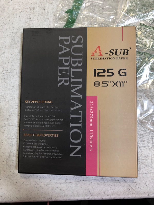 Photo 1 of A-sub Sublimation Paper 8.5x11 Inches for Any Inkjet Printer with Sublimation Ink 110 Sheets Letter Size