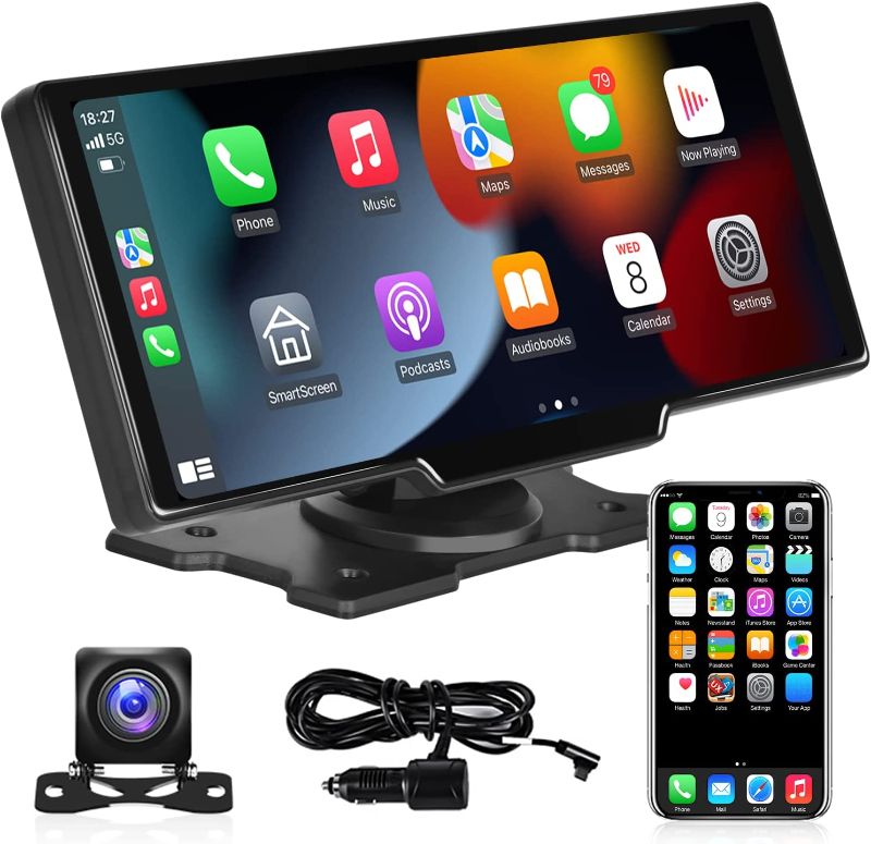 Photo 1 of Wireless Carplay & Wireless Android Auto, Portable Car Stereo Bluetooth with 10.26 Inch HD Touchscreen, Support FM Transmitter Rear View Camera AUX Cable
