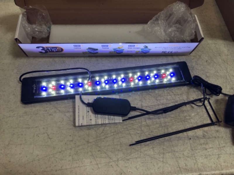 Photo 3 of MingDak LED Aquarium Fish Tank Light Fixture,Full Spectrum Lighting for Freshwater Planted Aquariums,Slim & Thin Aluminum Housing,Extendable Brackets Fit 18" to 24" Fish Tank Model MDGLSD01B-18S
