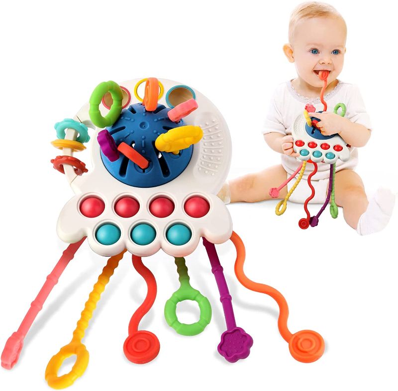 Photo 1 of Hooku Montessori Toys for 1 Year Old, Sensory Toys for Babies, Food Grade Silicone Pull String Activity Toy, Fine Motor Toys, Baby Travel Toys, Toddler Infant Baby Girl Boy Gifts
