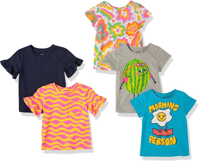 Photo 1 of Amazon Essentials Girls and Toddlers' Short-Sleeve T-Shirt Tops (Previously Spotted Zebra), Multipacks XXL
