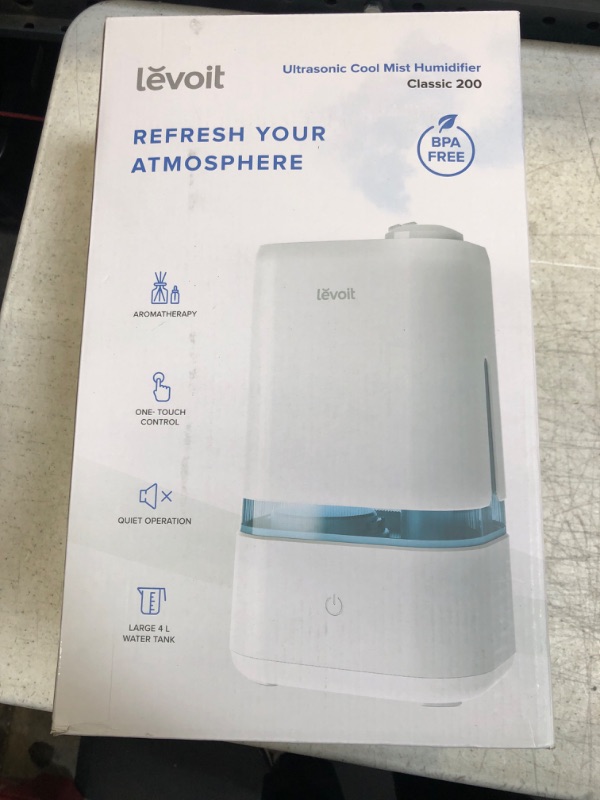 Photo 3 of LEVOIT 4L Humidifiers for Bedroom Large Room & Essential Oil Diffuser, Quiet Cool Mist for Home, Baby and Plants, Last up to 40Hours, Dual 360° Rotation Nozzles, Handle Design, Auto Shut Off, Blue
