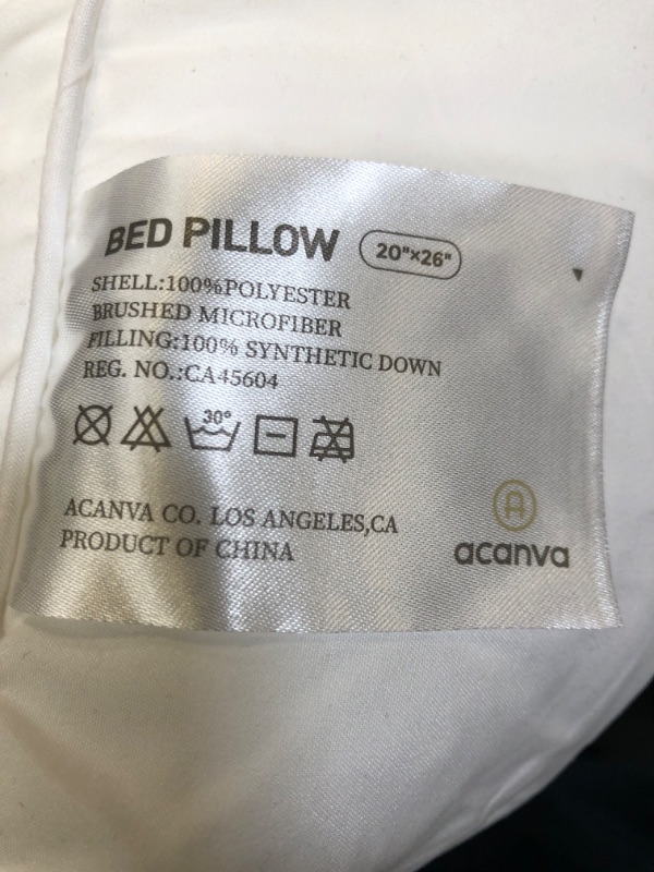 Photo 3 of Acanva Bed Pillows 2 Pack Hotel Collection Luxury Soft Inserts for Sleeping-Breathable and Comfortable for Stomach Back Sleepers, Standard (Pack of 2), White 2 Count
