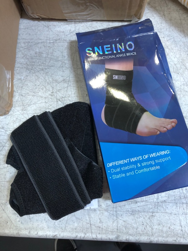 Photo 2 of SNEINO Ankle Brace for Women & Men - Breathable Comfortable Adjustable Ankle Stabilizer, Ankle Support Brace for Basketball, Running, Achilles, Minor Sprains,Joint Pain Relief, Injury Recovery (1PACK) Blue