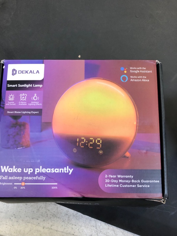 Photo 2 of Sunrise Alarm Clock, Dekala Wake Up Light Alarm Clock with Stand for Bedrooms, Kids,Heavy Sleepers,Sleep Aid with FM Radio,Sunrise Simulation,Dual Alarms,7 Colors,Natural Sounds, APP Remote Holder Style APP Control