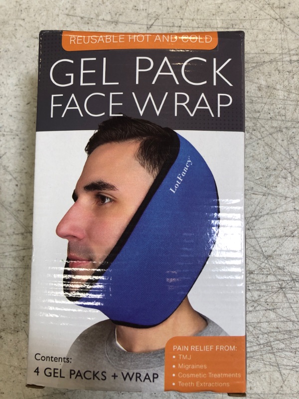 Photo 1 of LotFancy Face Ice Pack Wrap for TMJ, Wisdom Teeth, with 4 Reusable Hot Cold Therapy Gel Packs, Pain Relief for Chin, Head, Oral and Facial Surgery, Dental Implants, Blue