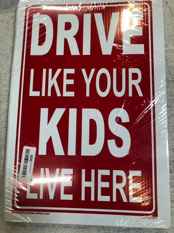 Photo 1 of Drive Like Your Kids Live Here Yard Sign (4 Pack) 12"x18" Red/White Double Sided + Metal Stand, Slow Down Sign Kids at Play Caution for Neighborhood Street