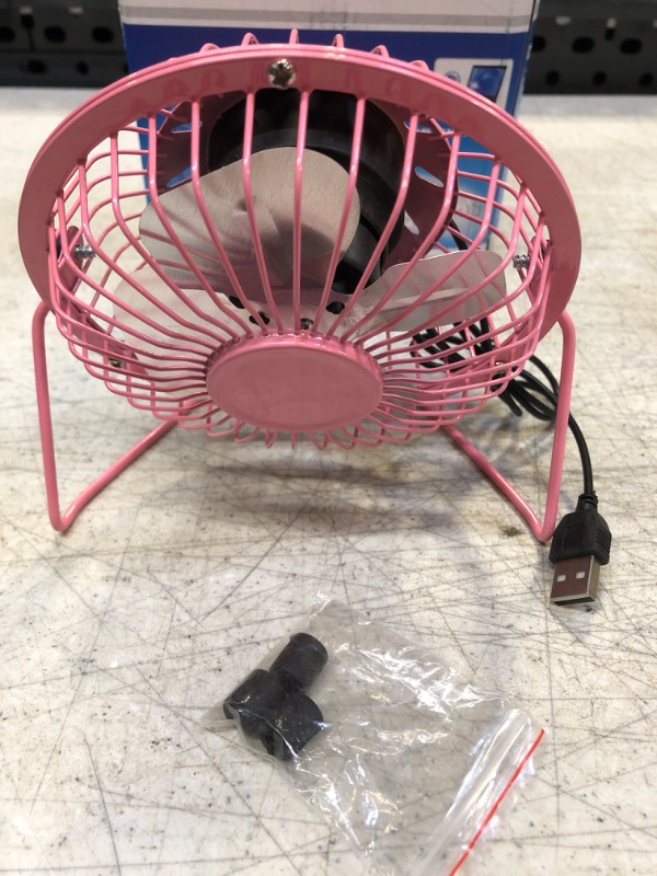 Photo 2 of USB Fan 4 Inch Mini USB Desk Table Fan Personal Portable Desktop Cooling Fan Powered by USB PC Netbook for Camping Home Office Outdoor Travel, Strong Wind, Pink Pink 4 Inch