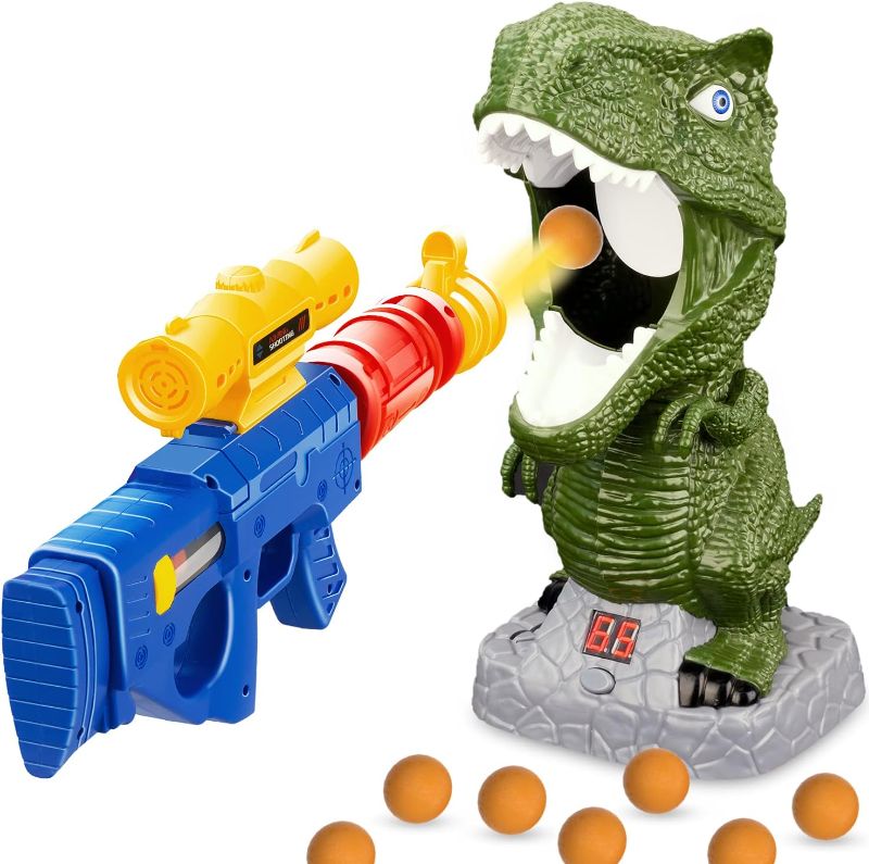 Photo 1 of Dinosaur Shooting Toys for Kids with Air Pump Gun,Target Shooting Games with LCD Count Record, Ideal Gift Toys for Boys Girls
