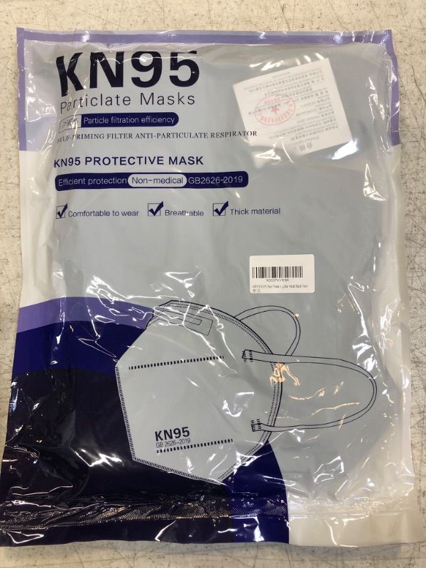 Photo 1 of 60PCS KN95 Face Mask 5 Layer Cup Dust Safety Masks Protective Face Shield with Adjustable Nose Clip Earloop for Adult Black Navy Black+navy