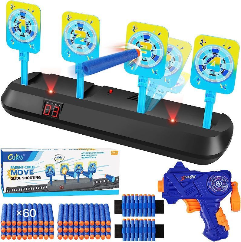 Photo 1 of CUKU Electronic Shooting Target for Nerf Guns Toys,Scoring Auto Reset 4 Digital Targets with Light and Sound Effect, Toys for Age of 4 5 6 7 8 9 10+Years Old Kid Boys Girls
