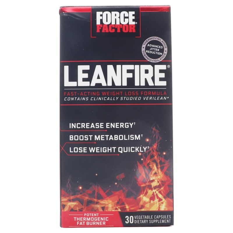 Photo 1 of Force Factor LeanFire Pre Workout Energy Pills with Green Tea Extract and Caffeine to Increase Energy, Build Lean Muscle, Improve Athletic Performance, and Enhance Focus,, 30 Count, Black, 1-Pack 30 Count (Pack of 1)