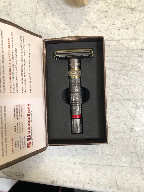 Photo 1 of Adjustable Double Edge Safety Razor, The Emperor MEIJI by VIKINGS BLADE, Short & Fat Handle, Solid Brass, Butterfly Twist-To-Open, Eco Friendly, Luxury Case. Smooth, Close, Clean Shaving Razor
