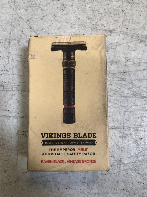 Photo 3 of Adjustable Double Edge Safety Razor, The Emperor MEIJI by VIKINGS BLADE, Short & Fat Handle, Solid Brass, Butterfly Twist-To-Open, Eco Friendly, Luxury Case. Smooth, Close, Clean Shaving Razor
