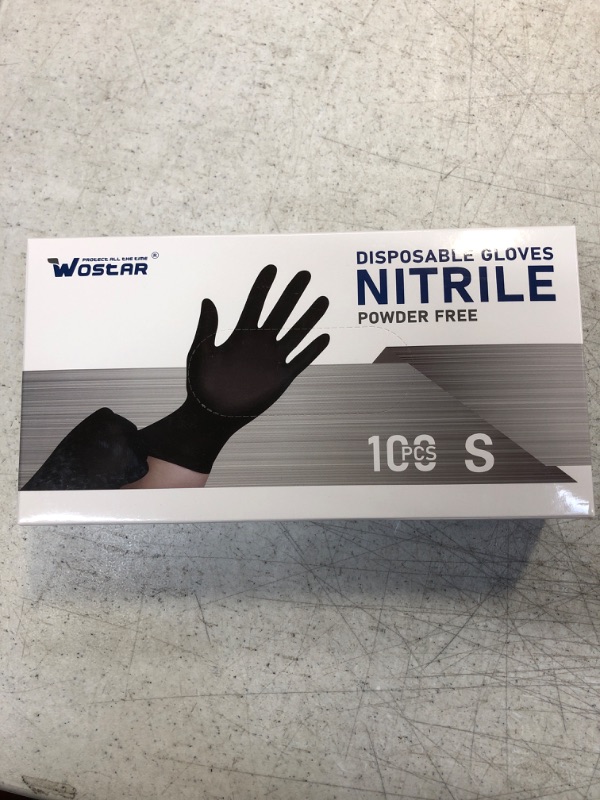 Photo 2 of Wostar Disposable Nitrile Gloves Powder & Latex Free 4mil Touch Screen Exam Disposable Non-Sterile Nitrile Gloves Black Small 4mil Small (Pack of 100)