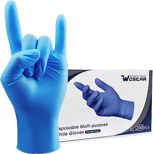 Photo 1 of Wostar Nitrile Disposable Gloves 4Mil Powder Latex Free Disposable Non-Sterile Nitrile Exam Gloves XL 200pcs
 