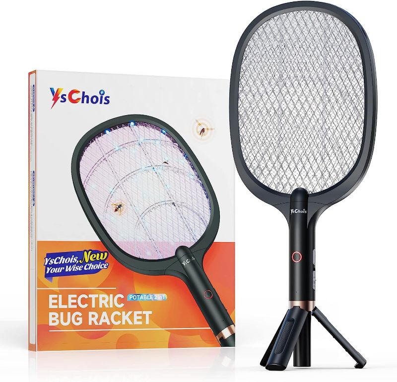 Photo 1 of YsChois Electric Fly Swatter Racket, Rechargeable Fly Zapper - 4000 Volt, Exclusive 2-in-1 Bug Zapper Racket - USB Charging, 1800mAh Li-Battery, Indoor & Outdoor Use, Black
