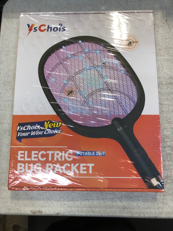 Photo 2 of YsChois Electric Fly Swatter Racket, Rechargeable Fly Zapper - 4000 Volt, Exclusive 2-in-1 Bug Zapper Racket - USB Charging, 1800mAh Li-Battery, Indoor & Outdoor Use, Black
