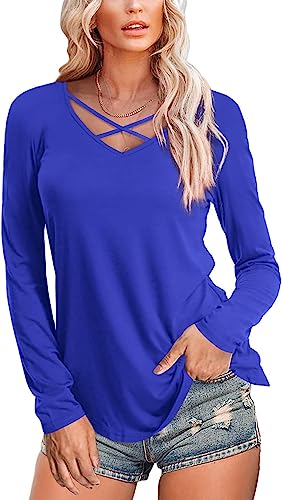 Photo 1 of Amoretu Womens' Top Shirts with Short/Long Sleeve Criss Cross V Neck Large 
