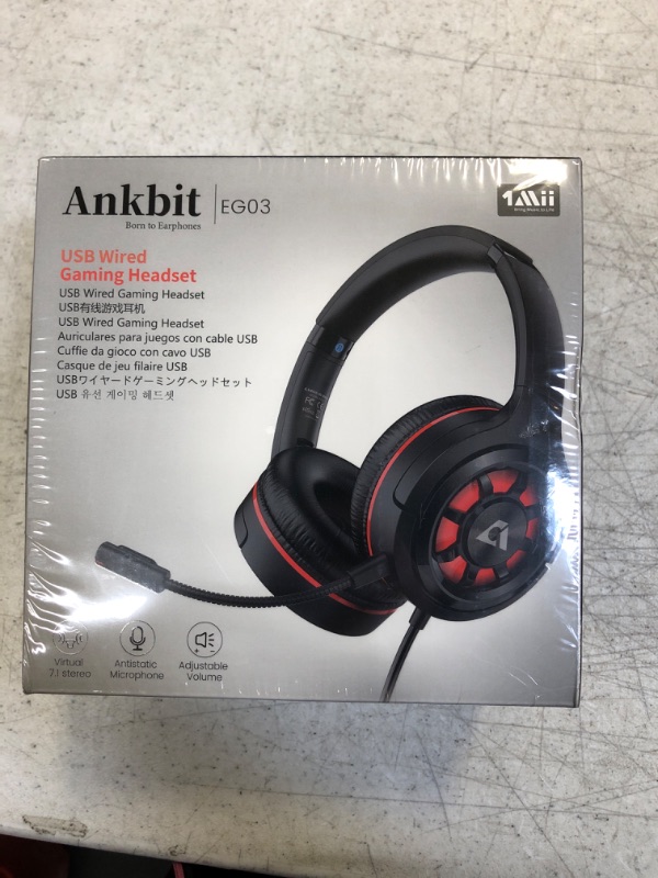 Photo 2 of 1Mii Ankbit USB Gaming Headset for PC Laptop PS4/PS5 w/Virtual 7.1 Stereo 3D Surround Sound, 50mm Drivers USB Gaming Headphones Detachable Mic, RGB LED Light, Volume Control PC Gaming Headset -EG03
