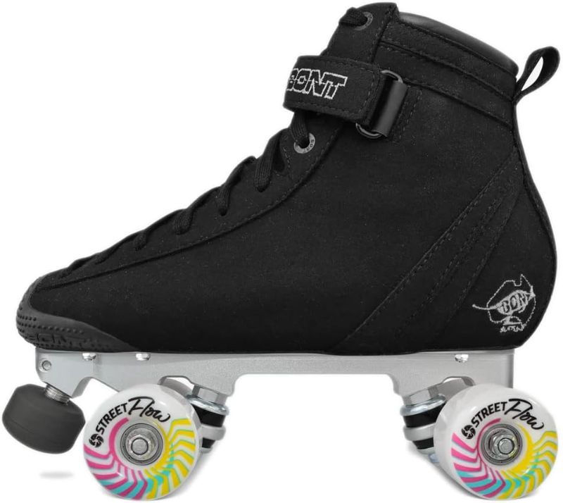 Photo 1 of Bont Parkstar Vegan Black Suede Professional Roller Skates for Park Ramps Bowls Street - Rollerskates for Outdoor and Indoor Skating - 11.5 
