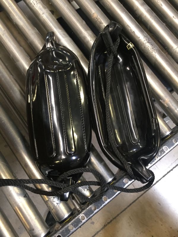 Photo 2 of Boat Bumpers for Docking - Boat Fenders Black 2 Pack 22.8 x 7.8in Buoys with 2 Fender Lines and 12in Inflator