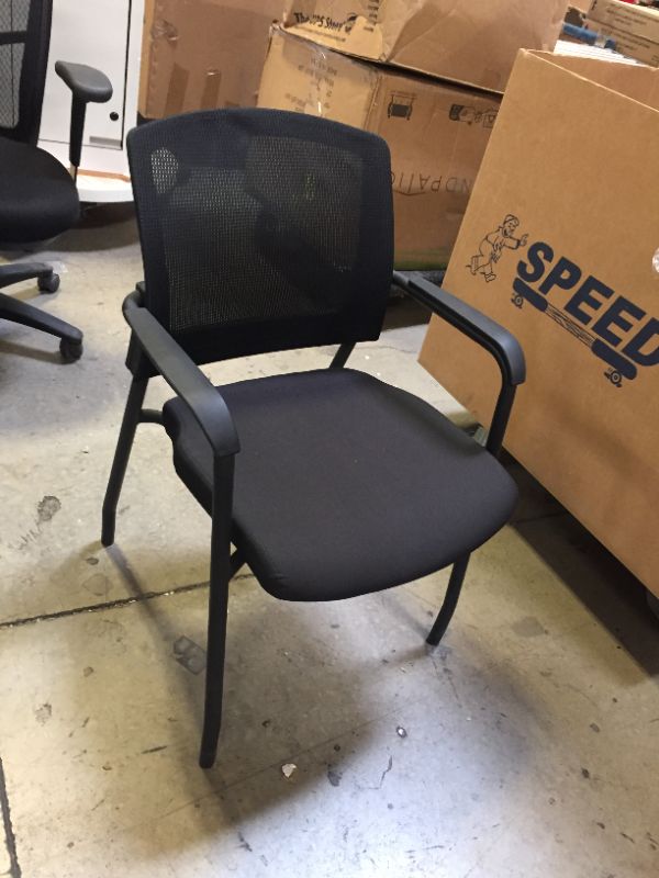 Photo 2 of Comfort Black Mesh Stackable Steel Side Chair Ergonomic Mesh Back Nesting Chairs with Fabric Seat for Office Waiting Room Training Conference School Guest Reception, Grey
