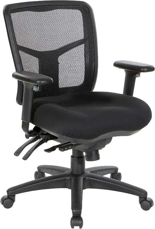 Photo 1 of Office Star ProGrid Breathable Mesh Manager's Office Chair with Adjustable Seat Height, Multi-Function Tilt Control and Seat Slider, Mid Back, Coal FreeFlex Fabric
