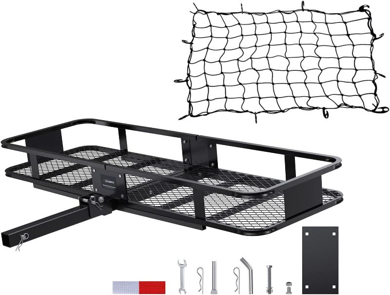 Photo 1 of *FOR PARTS ONLY* KAIZONPOT 60" x 24" x 6" Trailer Hitch Cargo Carrier Hitch Mount & 20cu Waterproof Cargo Bag, Folding Vehicle Cargo Basket 550lb Capacity with Hitch Stabilizer, Net and Straps
